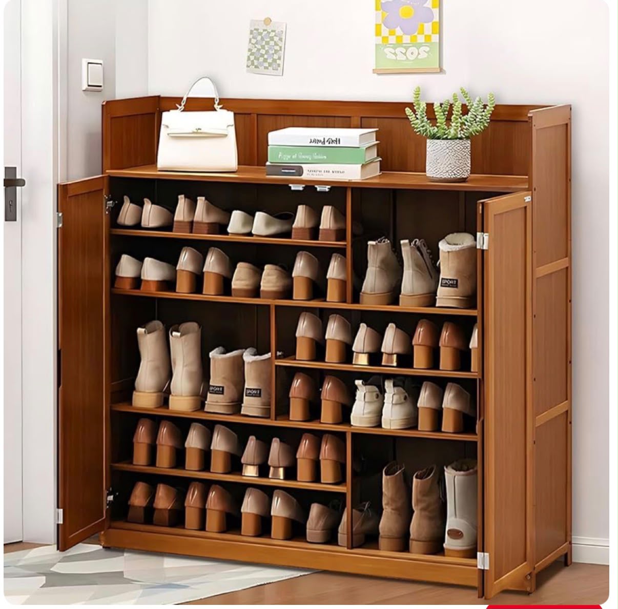 7Layer Varied Shoe Height Bamboo Shoe Cabinet