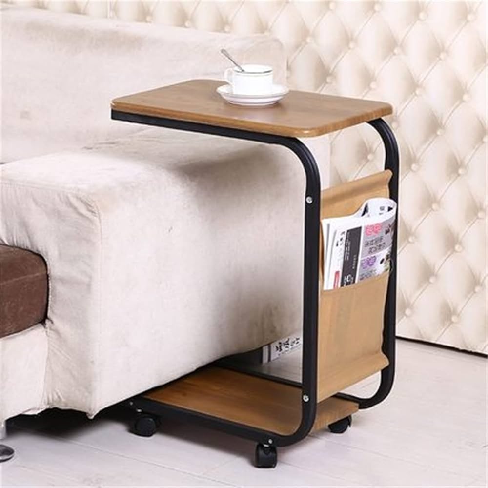 2 layer trolley side table with matching insert pocket
