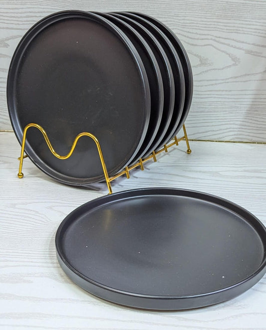 6Pcs black ceramic plates