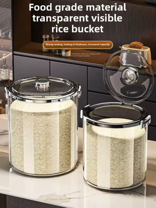 Acrylic Airtight Transparent Rice Bucket with Flip-Top Lid
