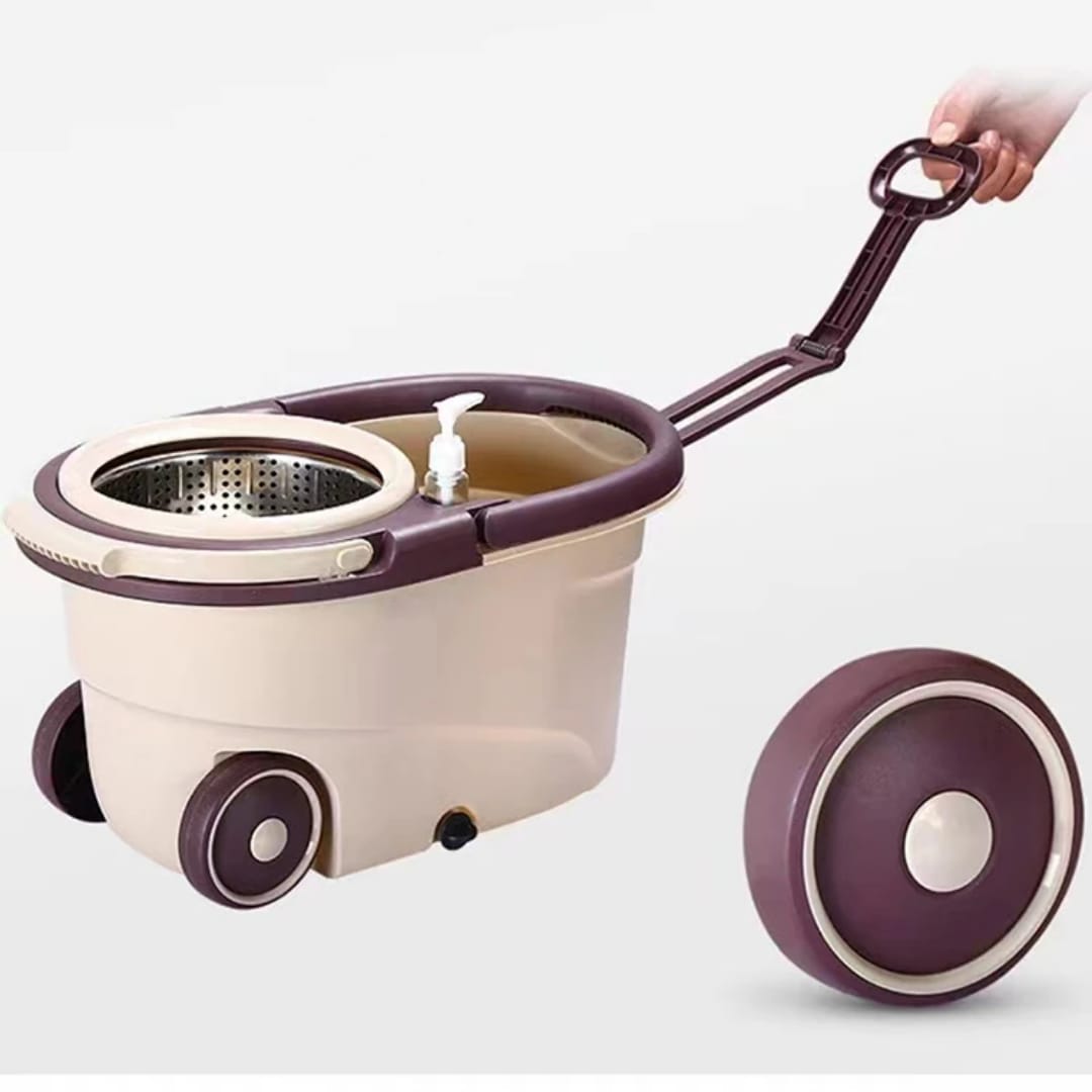 360° Spin Mop with Bucket and Dehydration Basket(comes with two mop heads