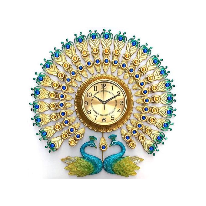 Double head peacock wall clock