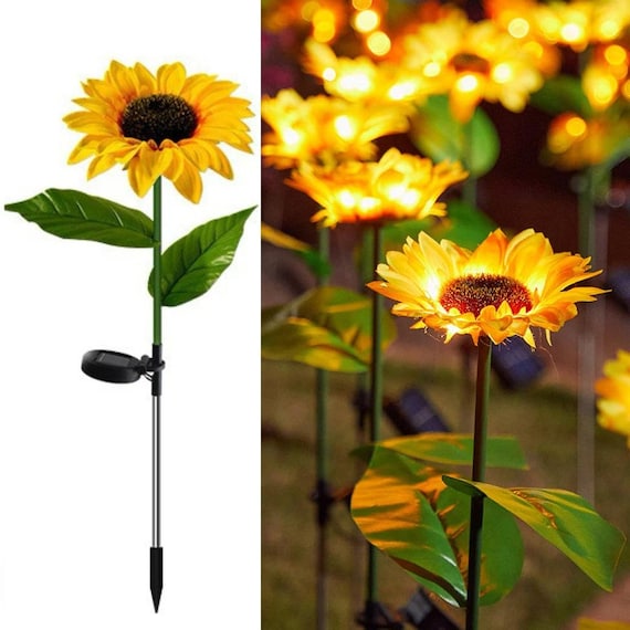 2 pack sunflower solar powered lights