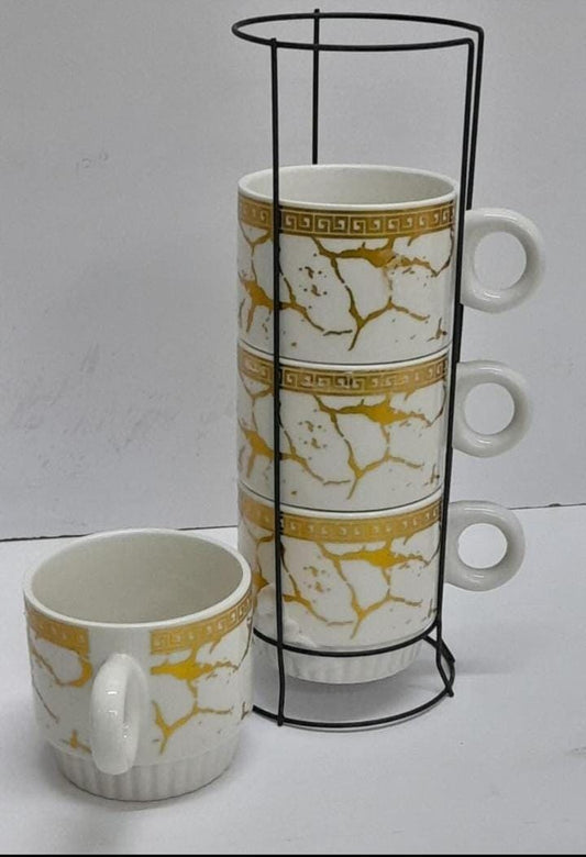 Creative space saver coffee cups with stackable stand