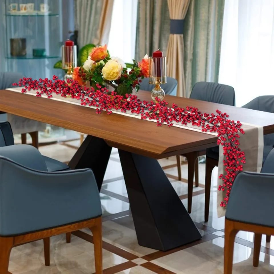 2M Christmas Garland Artificial Red Berry Plants  with light