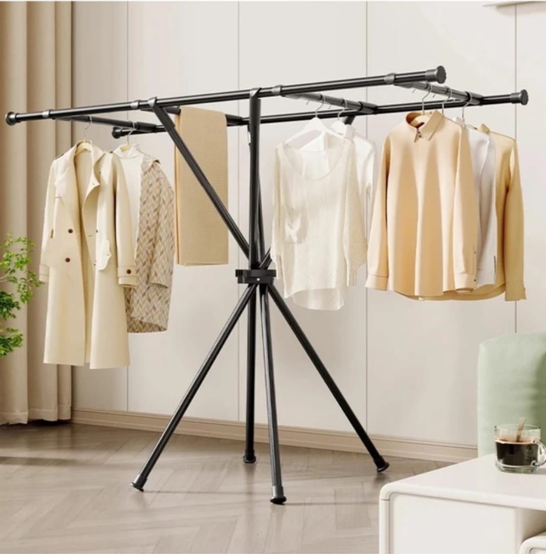 Foldable Clothes Drying Rack Outdoor Floor-Standing Tripod Expandable Household Quilt Drying Rods Simple Octopus Clothing Shelf