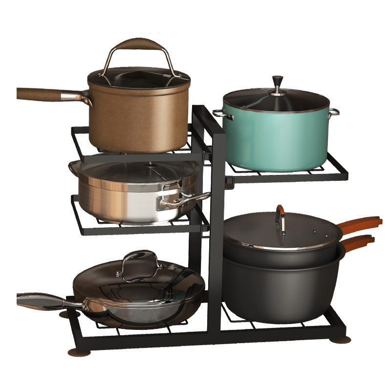 Multilayer metallic pot storage rack