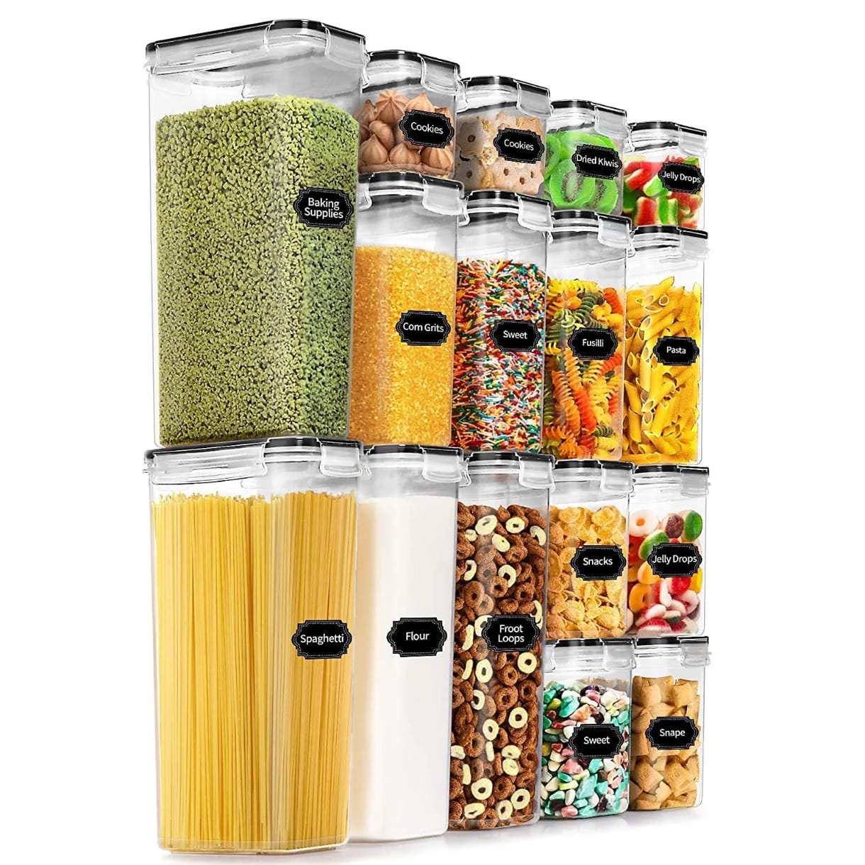 16pcs Airtight pantry Cereal containers