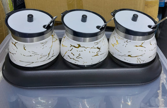 3 in 1 CONDIMENTS set glass