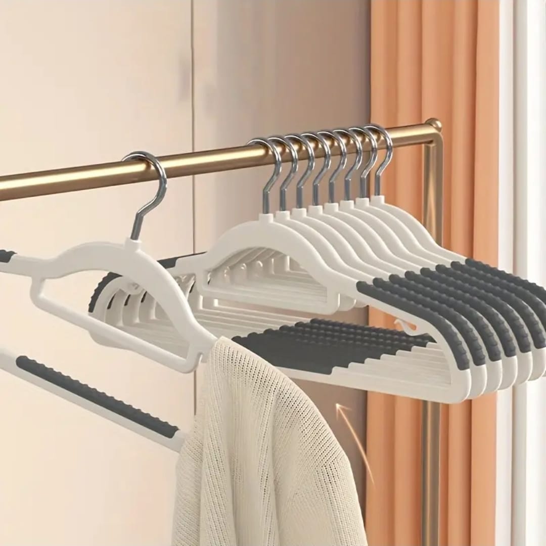 10 pcs Velvet Non-Slip Hangers with Tie Bar