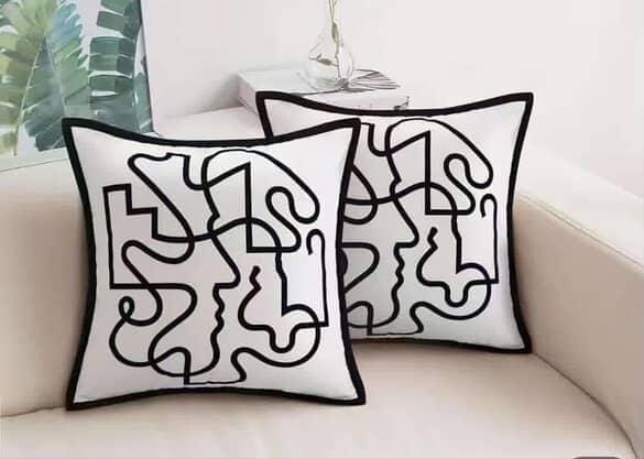 Modern Abstract Black and White Throw Pillow Cover