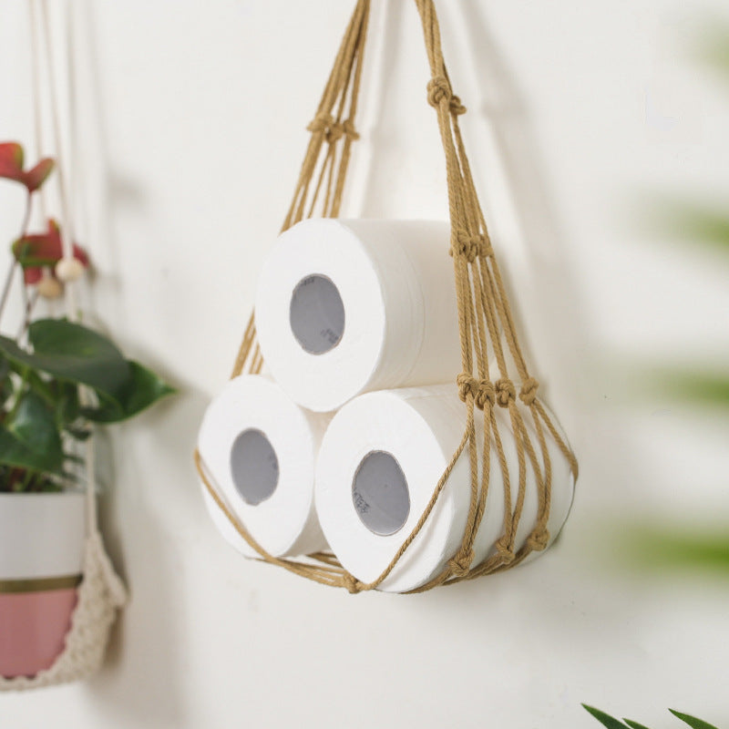 Hanging Cotton Rope Toilet Paper Roll Holder