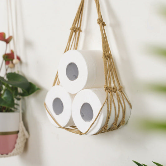 Hanging Cotton Rope Toilet Paper Roll Holder