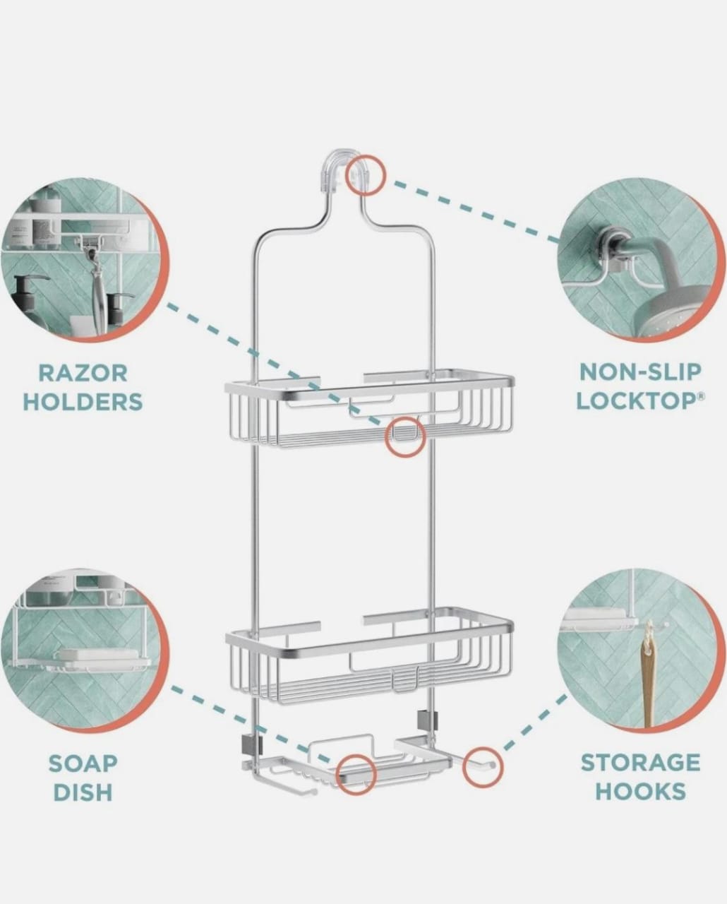 3 layered aluminum Bathroom shower caddy