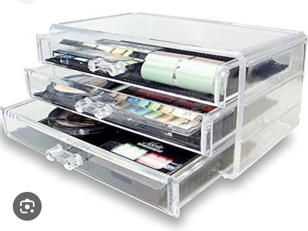 JN-125 3 drawer clear acrylic cosmetics storage box