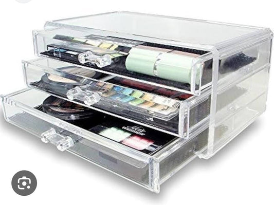 JN-125 3 drawer clear acrylic cosmetics storage box