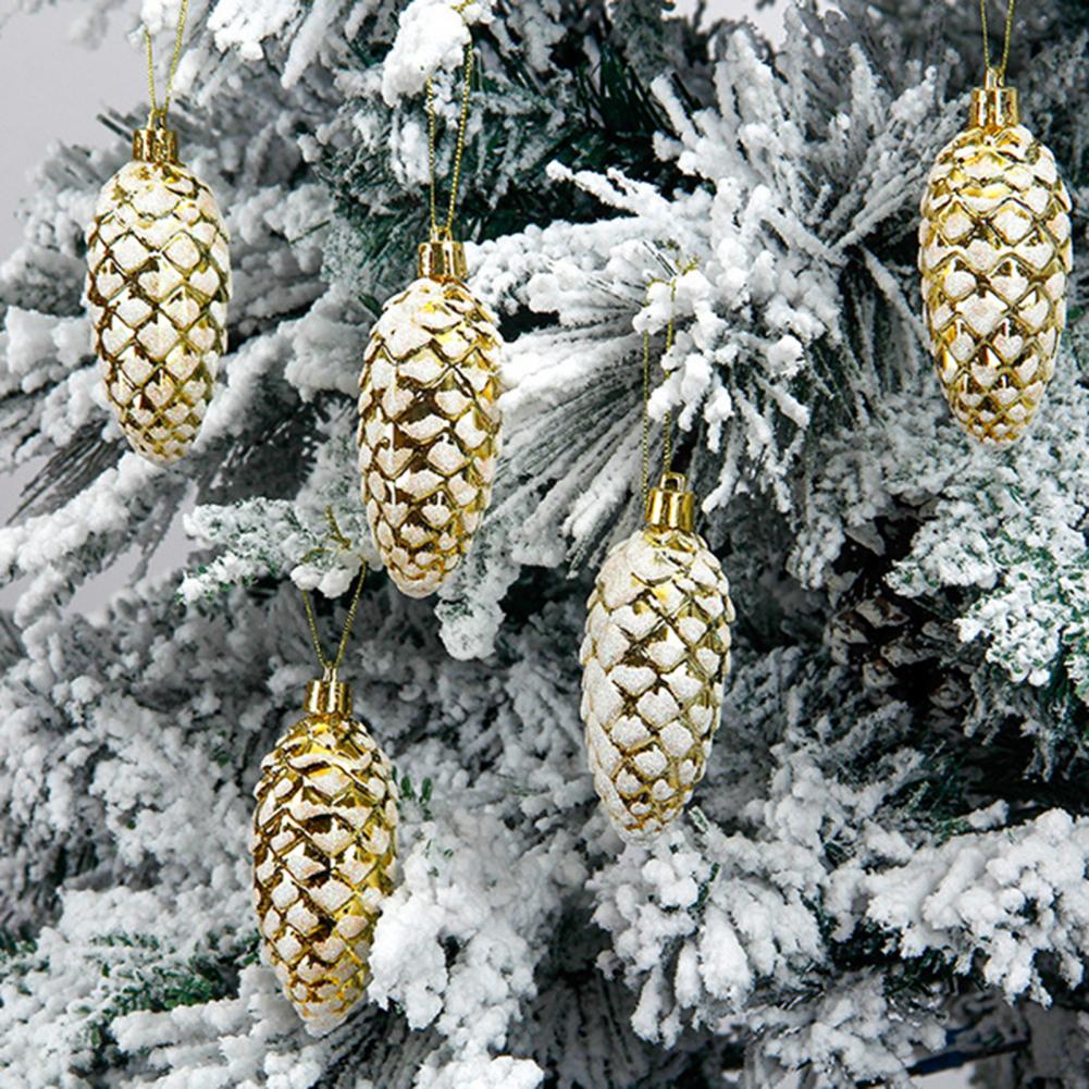 5Pcs Christmas Painted Pine Cone Balls