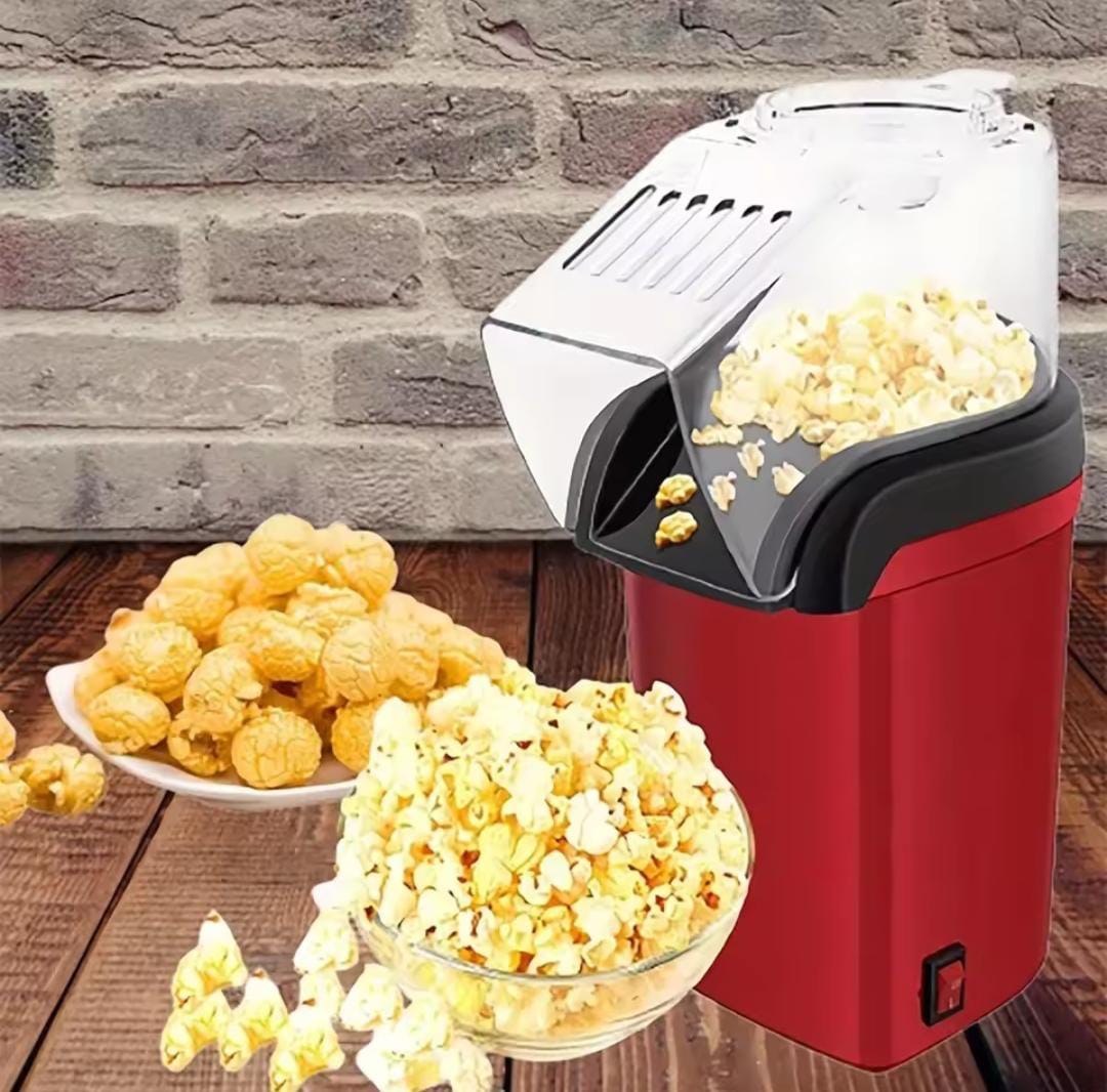 Portable hot air popcorn maker with measuring cup