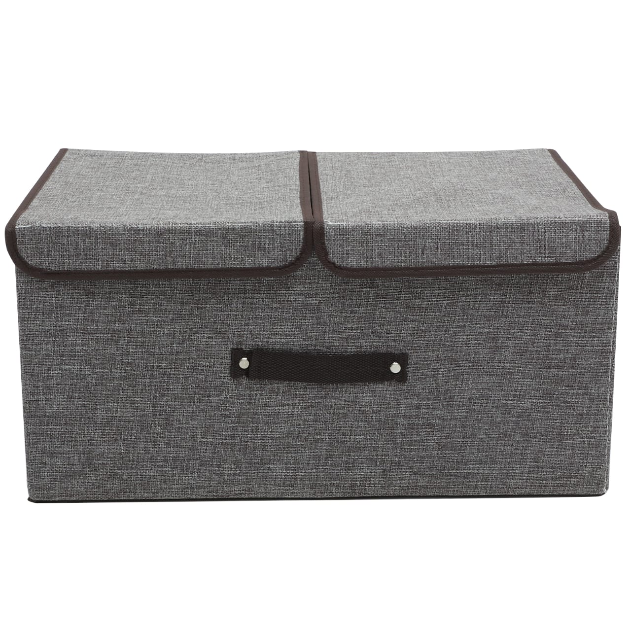 Foldable cotton linen closet storage box with double cover organizer