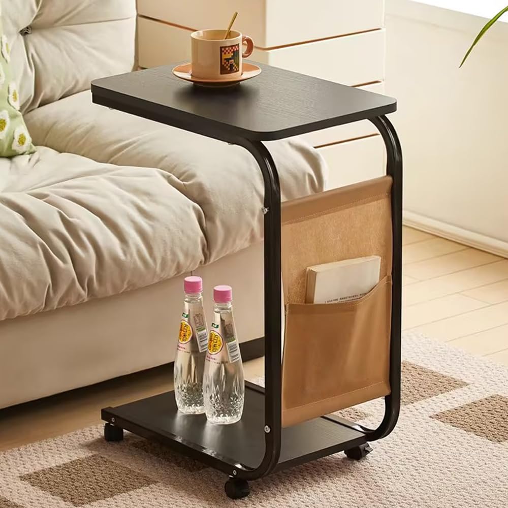 2 layer trolley side table with matching insert pocket
