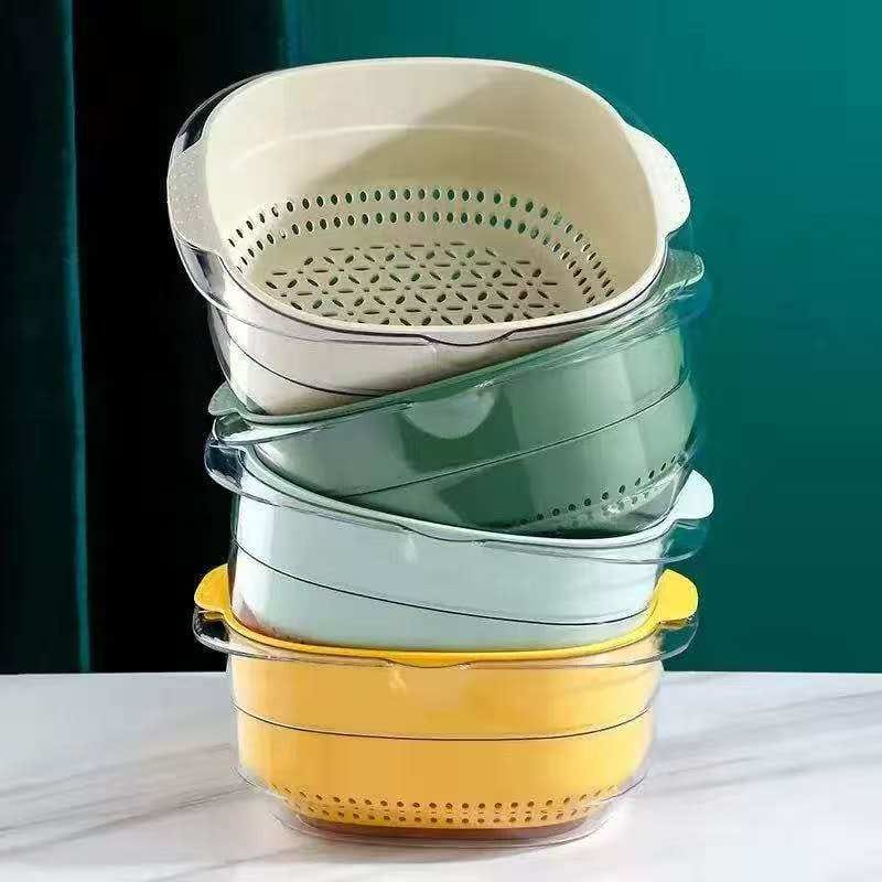 Double layer acrylic+plastic kitchen colander