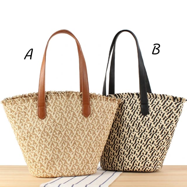 Women braided basket shoulder bag