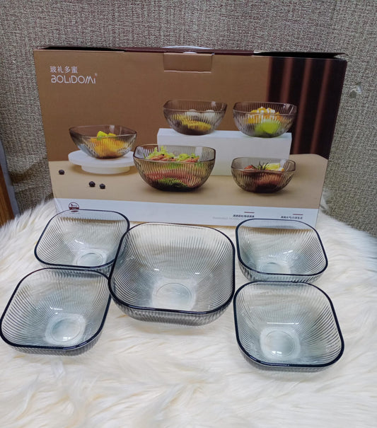 Blue-grey vertical glass salad bowl set square