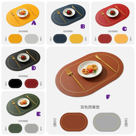 NORDIC DOUBLE SIDED 6PCS LEATHER ANTI-SLIP TABLE MATS