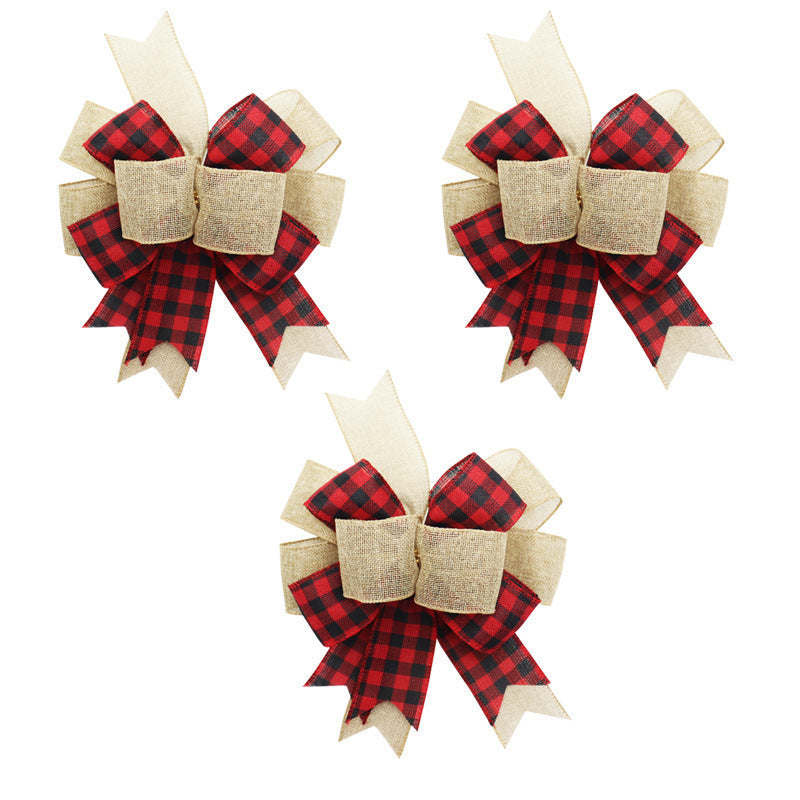 Christmas black and white/ red and black  plaid bow