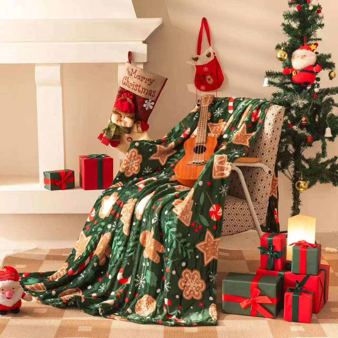 Double Sided Christmas Sherpa Fleece Throw