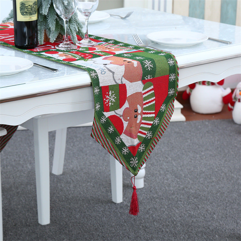 Elegant Christmas Themed Table Runners With Tassels