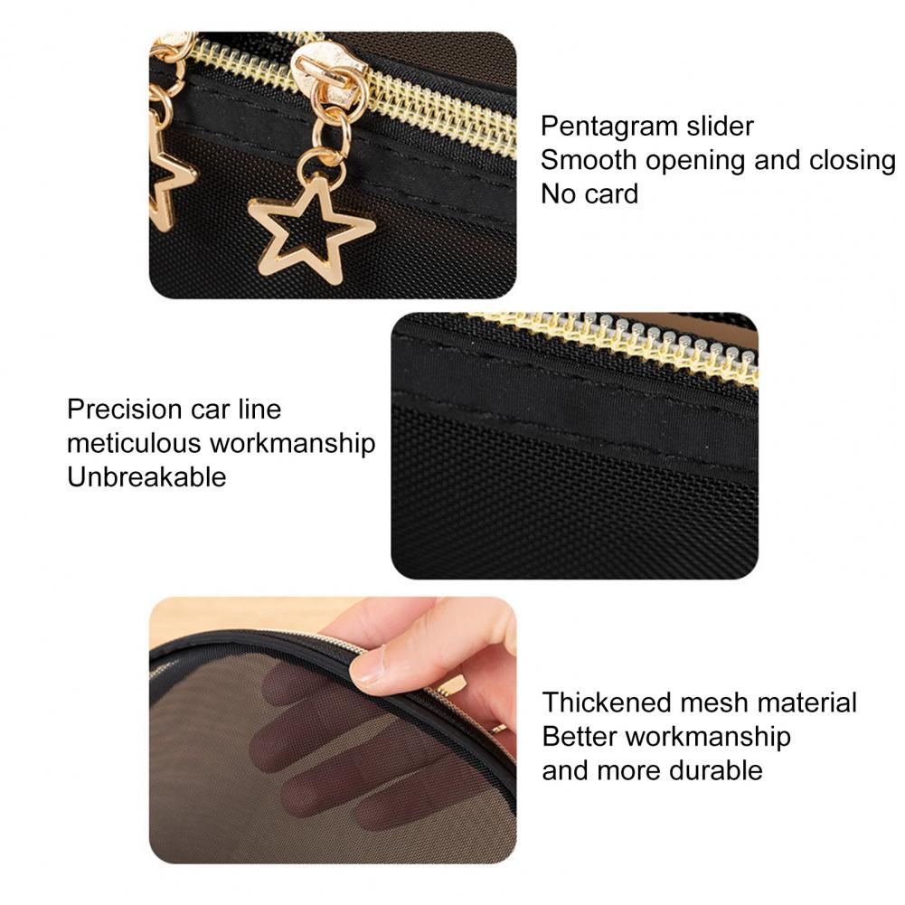 Pretty transparent toiletry bag double zippers, multifunction cosmetic storage bag