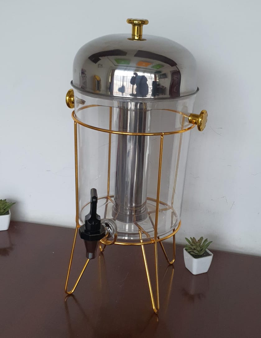 ✓*8L Golden metal frame juice dispenser