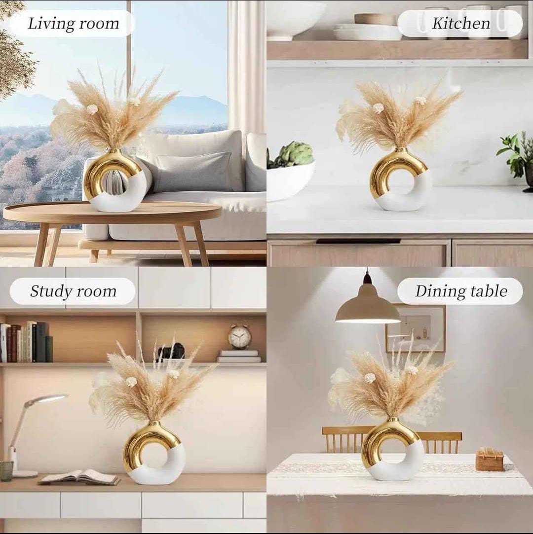 Donut shape ceramic flower vases