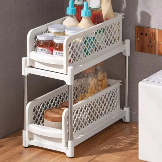 2-Tier Multipurpose Plastic Storage Rack – Space-Saving Shelf Organizer