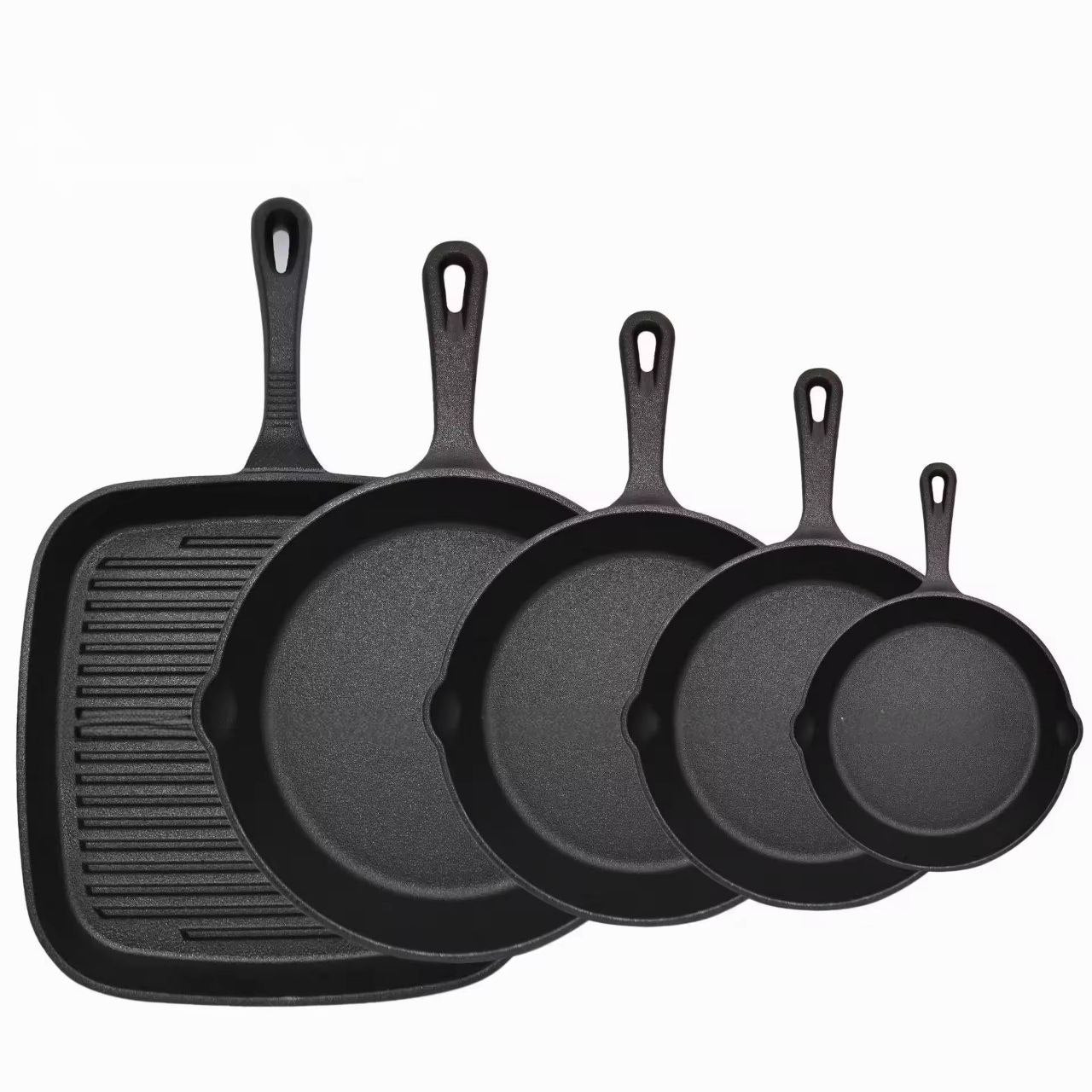 5pcs cast iron skillet set and steak pan