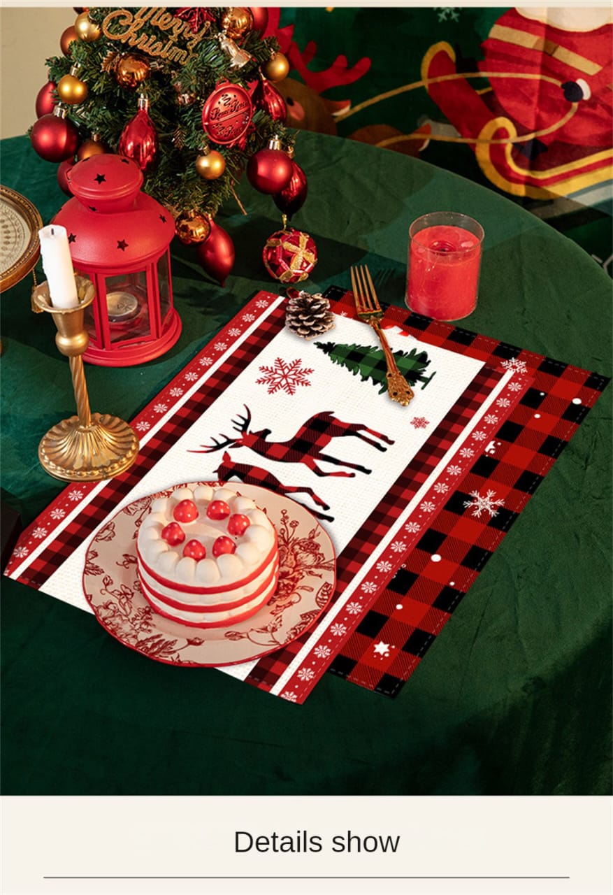 6pcs Christmas Placemats For Dining Table