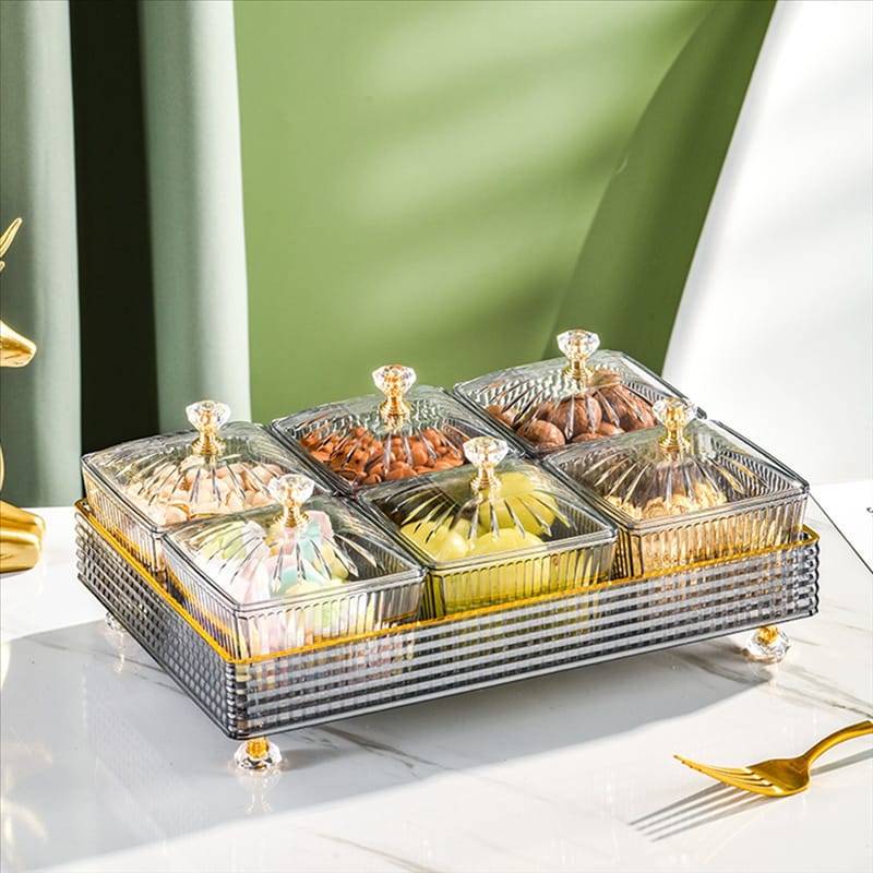 Multipurpose Acrylic Square Candy Serving Plate Bowl Stand with Base Tray