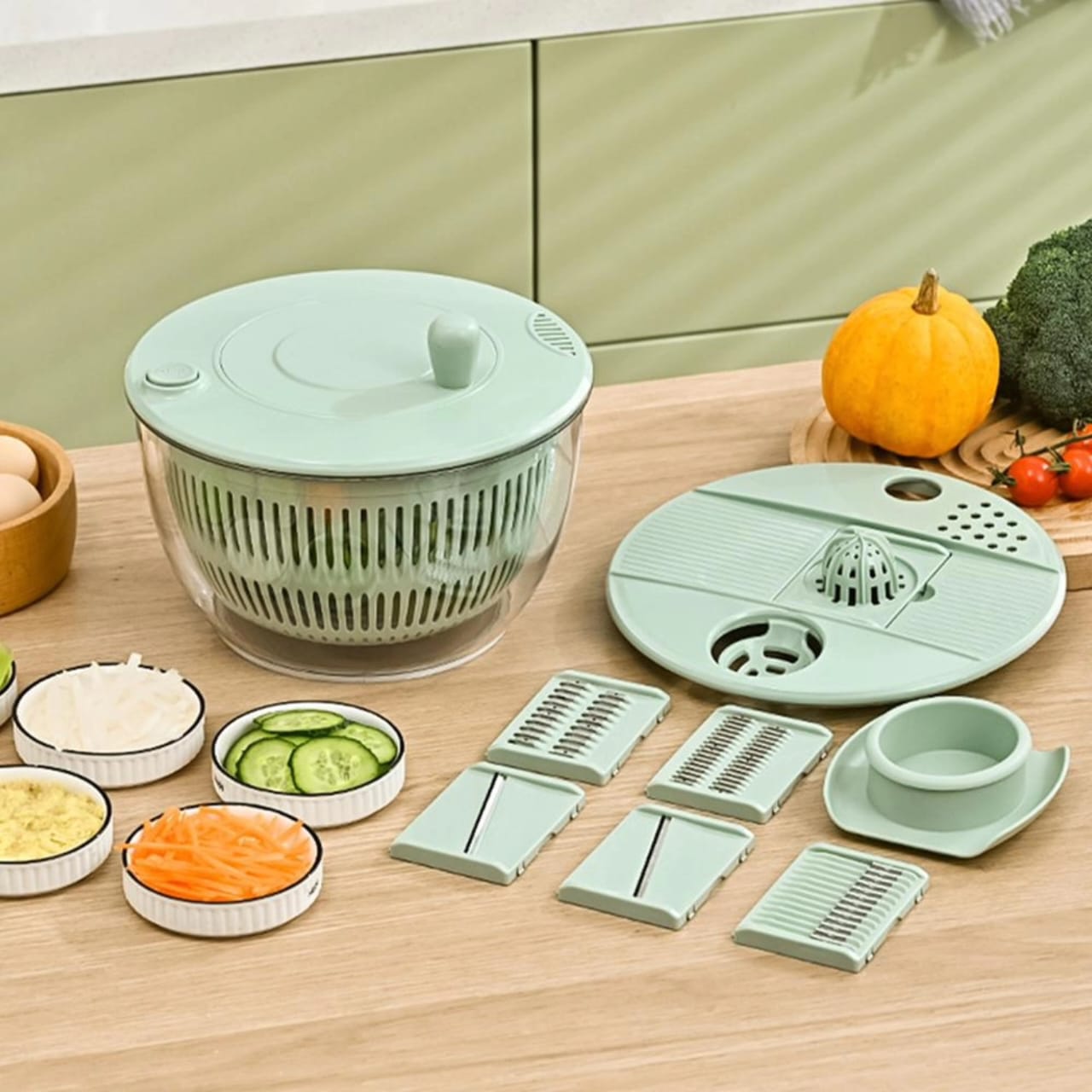 Multi-functional 8pcs Salad Spinner with Vegetable Chopper