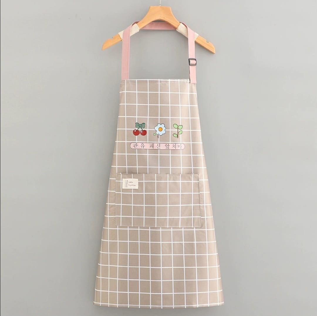 Waterproof cute checked floral Aprons with hand wipe towel