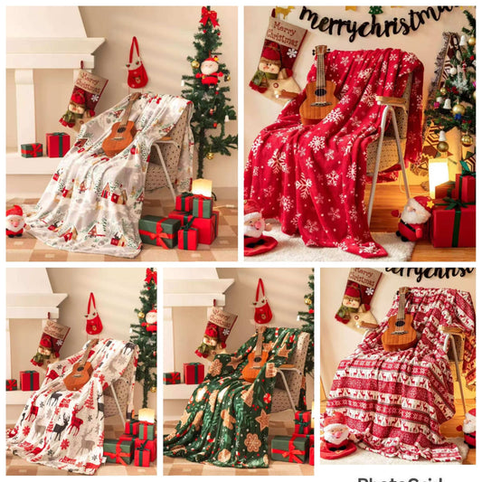 Double Sided Christmas Sherpa Fleece Throw