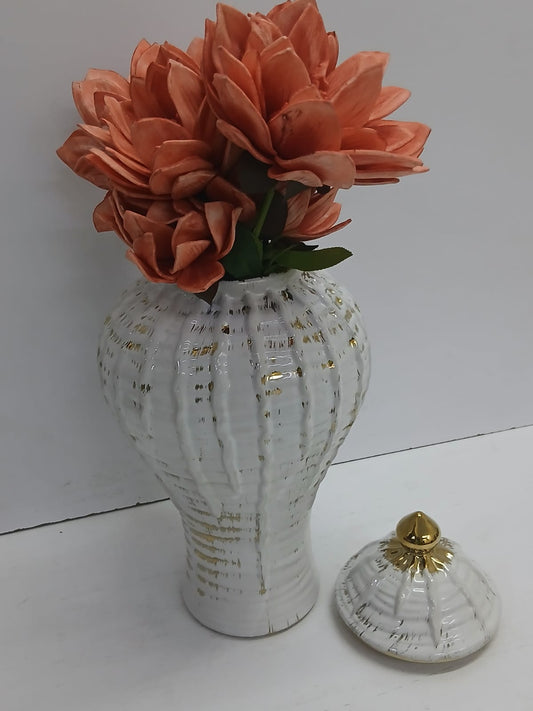 Ceremic GOLD-PLATED White VASE-GINGER