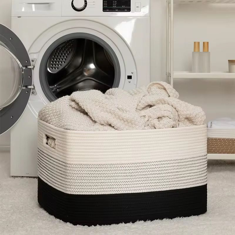 Large capacity cotton rope Non woven basket with handle