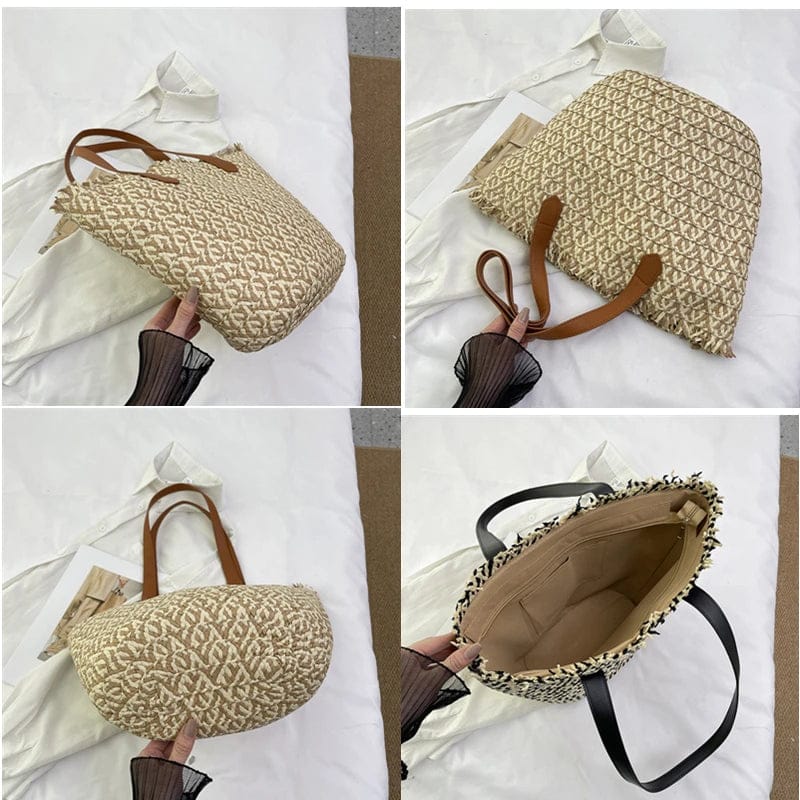 Women braided basket shoulder bag