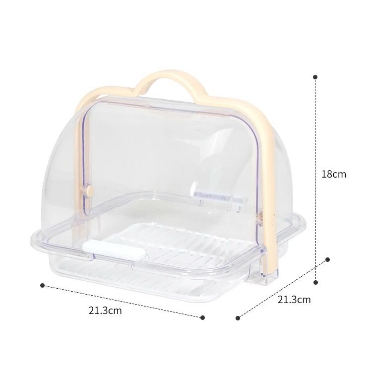 Portable plastic bread storage box with a roll up lid