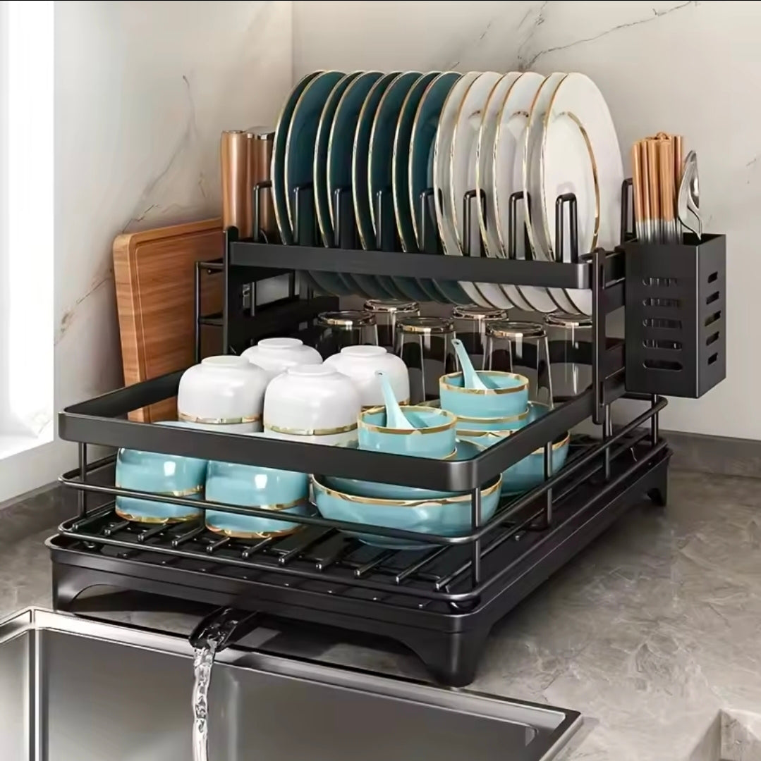 2 tier dish rack with cutlery holder & Chopping Board Holder