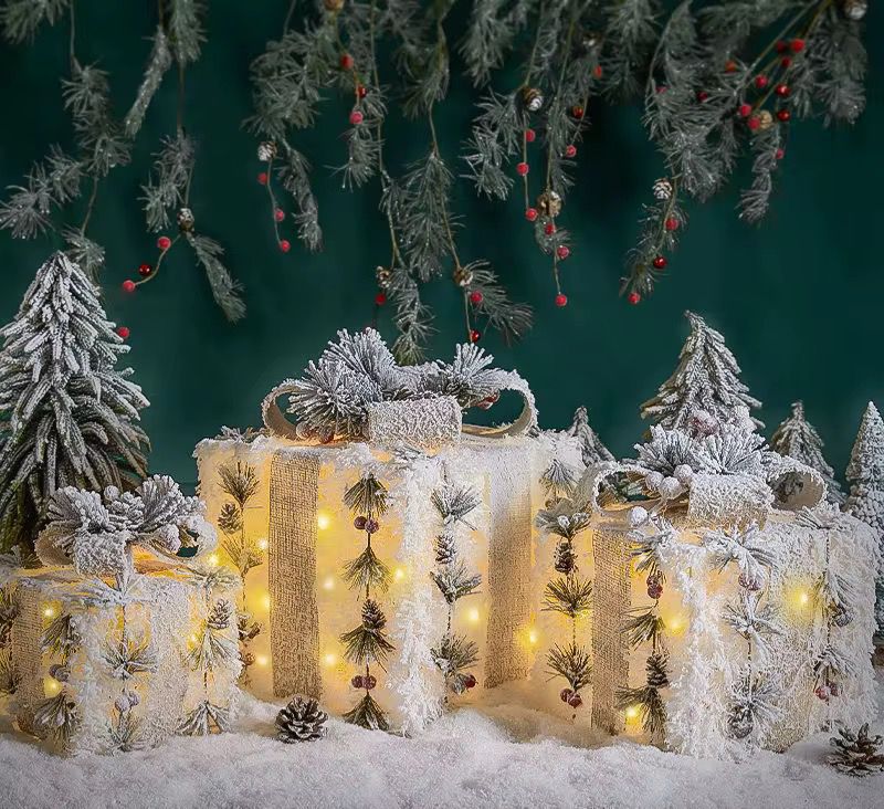 3Pc Set Snow Flocked