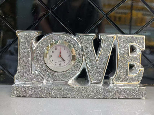 " *LOVE" Tabletop clock sparkling decorative timepiece