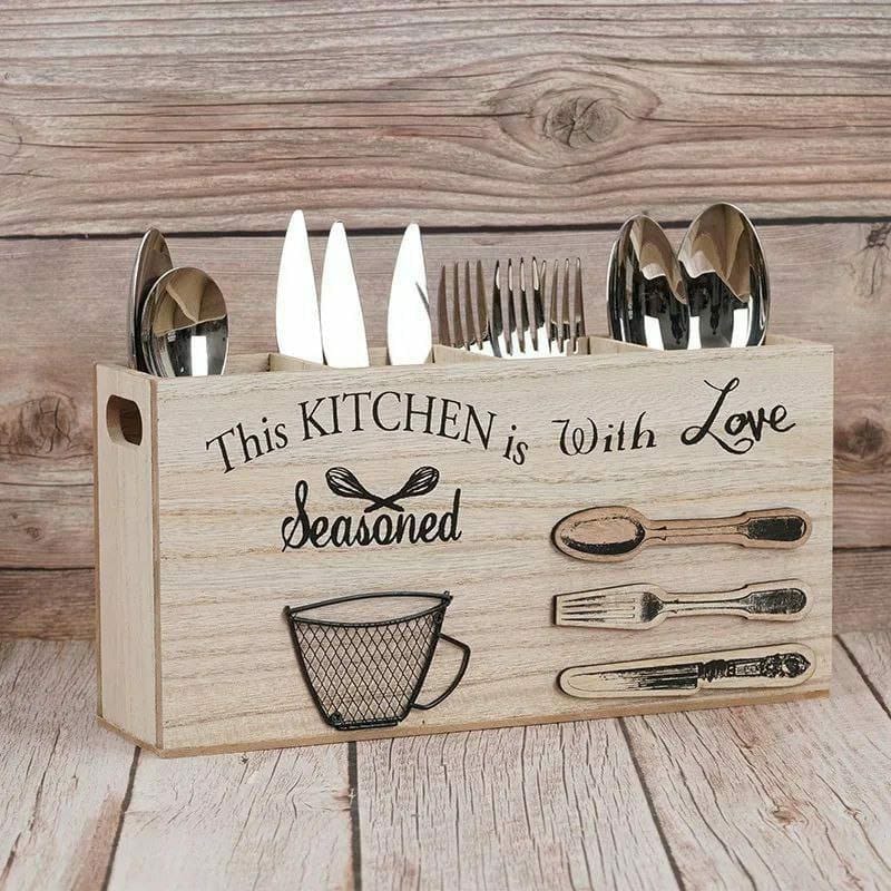 Wooden cutlery holder