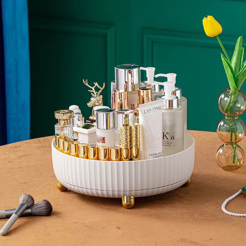 360 Rotating Tray Kitchen Storage Containers for Spice Jar Snack Food Tray Bathroom Storage Box Non Slip Cosmetics Organizer